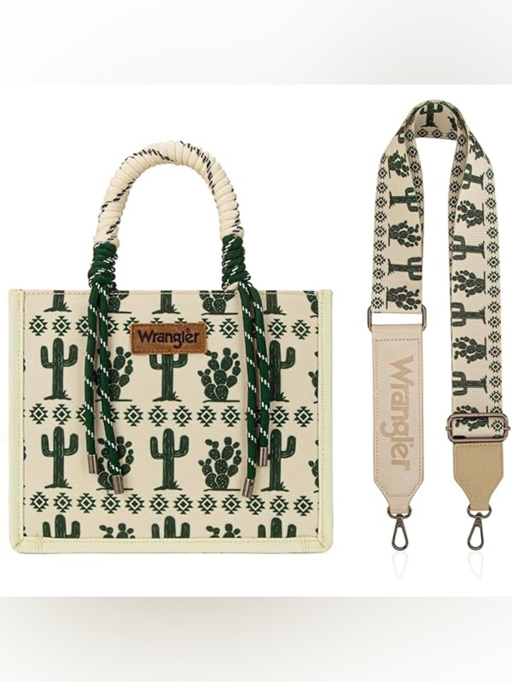 WRANGLER SOUTHWESTERN PRINT ROPE HANDLE TOTE BAG - Picture 2 of 5